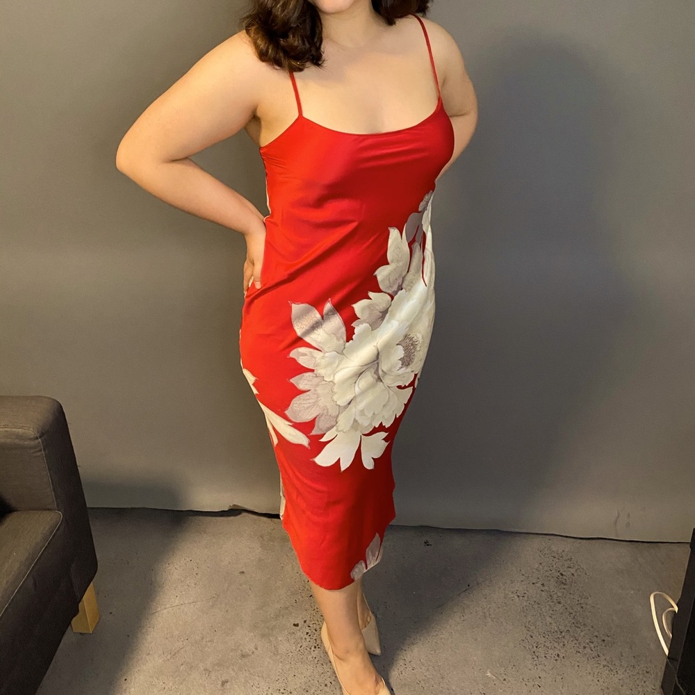 Long red dress